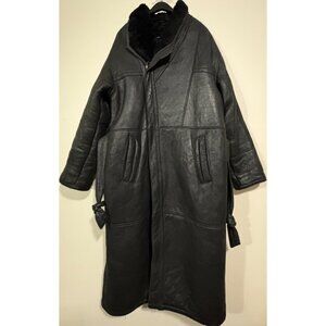 Walter Davoucci New York Shearling long coat trench sz XL color Black 50" long